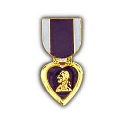 Mini Medal Hat Pin: Purple Heart Medal Image