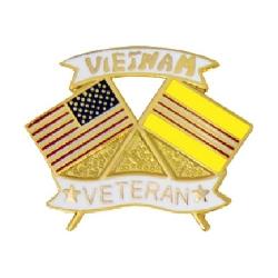Pin: Vietnam Veteran with US and Vietnam Flag Image