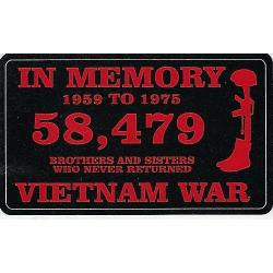 Decal: In Memory of 58,479 (Red Lettering) Image