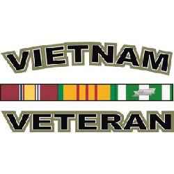 Decal: Vietnam Veteran with Ribbon Bar OD Green Image